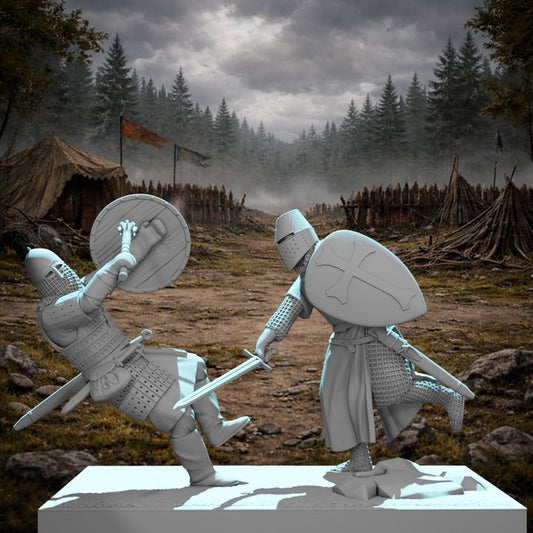 Medieval Duel Diorama – Crusader vs Rus Warrior.
