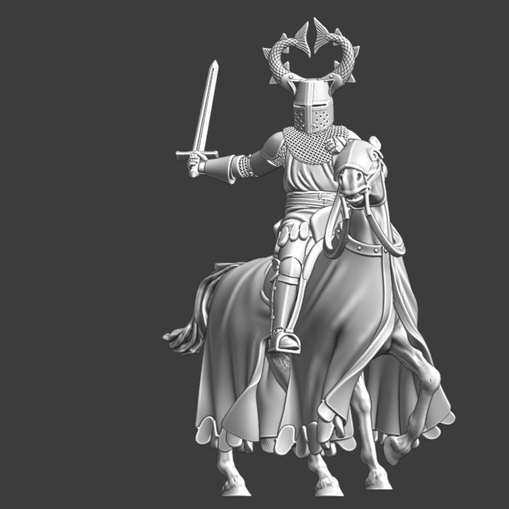 Medieval mounted knight - Fish crest