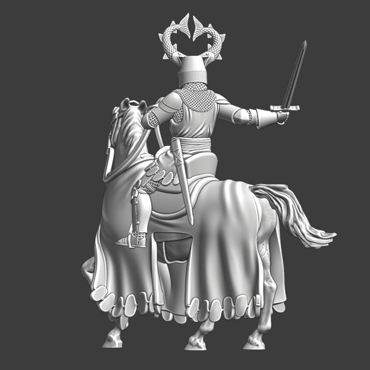 Medieval mounted knight - Fish crest