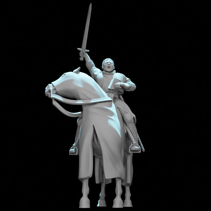 Mounted Medieval Templar Knight – Battle Cry Command Pose