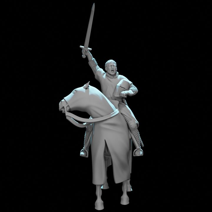 Mounted Medieval Templar Knight – Battle Cry Command Pose
