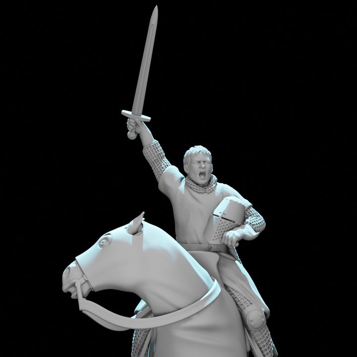 Mounted Medieval Templar Knight – Battle Cry Command Pose