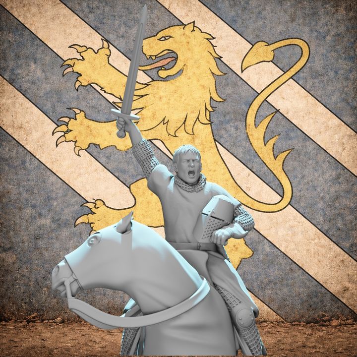 Mounted Medieval Templar Knight – Battle Cry Command Pose