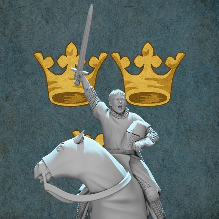 Mounted Medieval Templar Knight – Battle Cry Command Pose