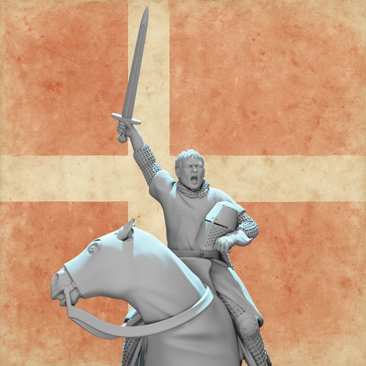 Mounted Medieval Templar Knight – Battle Cry Command Pose