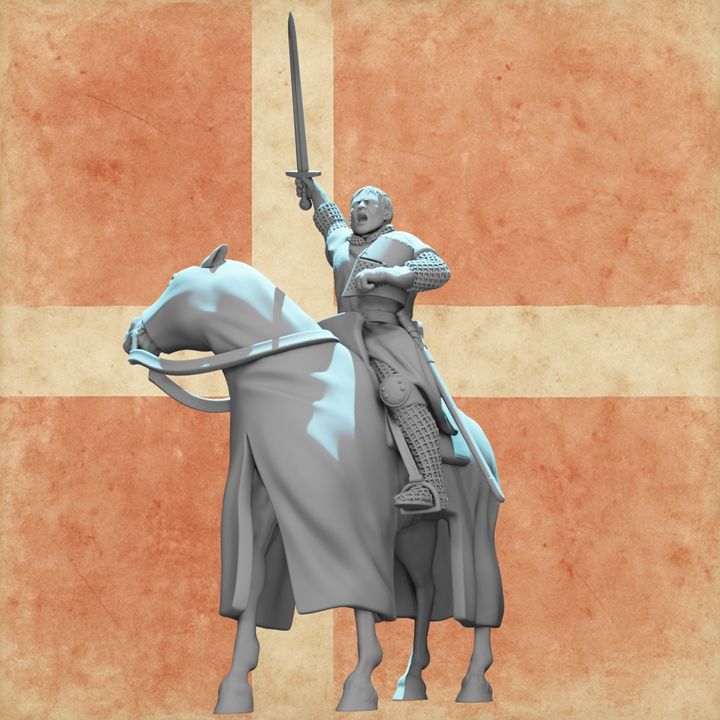 Mounted Medieval Templar Knight – Battle Cry Command Pose