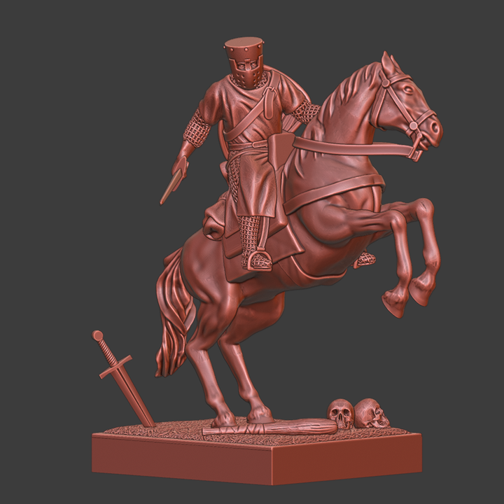 Mounted Medieval Crusader Knight.