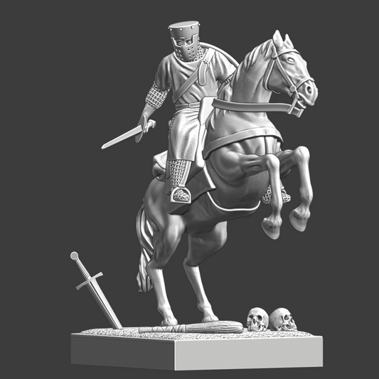 Mounted Medieval Crusader Knight.