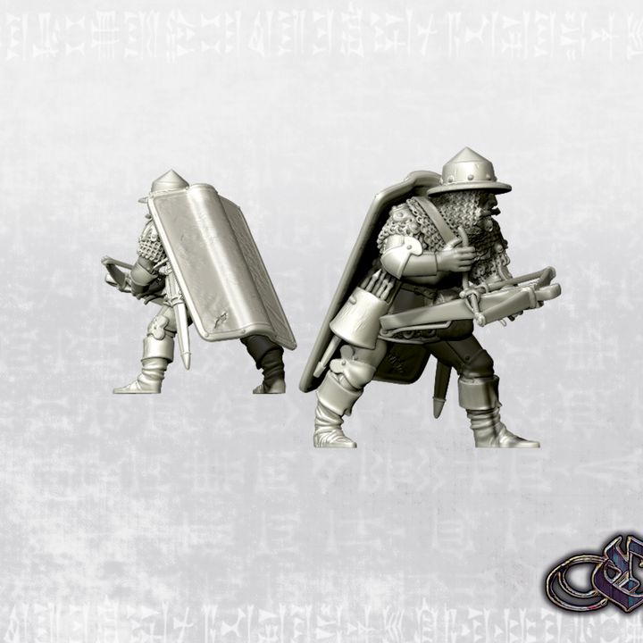 “Crossbowman loading with goat foot - Nov2025 – 14th century” by Ezipion miniatures