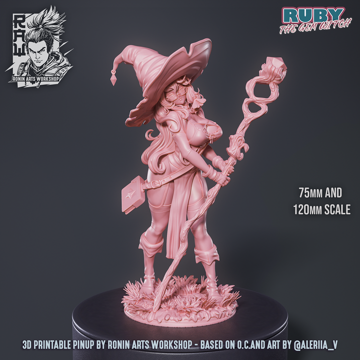 Ruby The Gem Witch - Sexy Witch PinUp (NSFW) by Ronin Arts Workshop