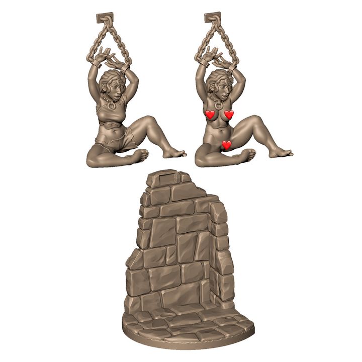 Female prisoner chained to wall NSFW by Menagerie Miniature (18+)