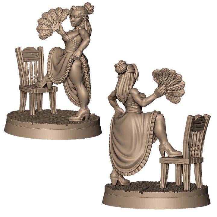 Fancy prostitute with feather fan +NSFW by Menagerie Miniature