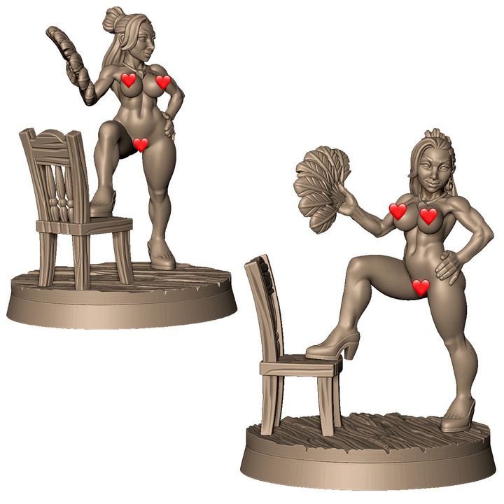 Fancy prostitute with feather fan +NSFW by Menagerie Miniature