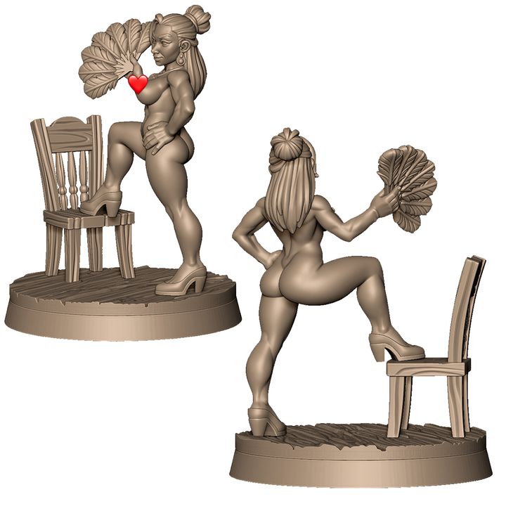 Fancy prostitute with feather fan +NSFW by Menagerie Miniature