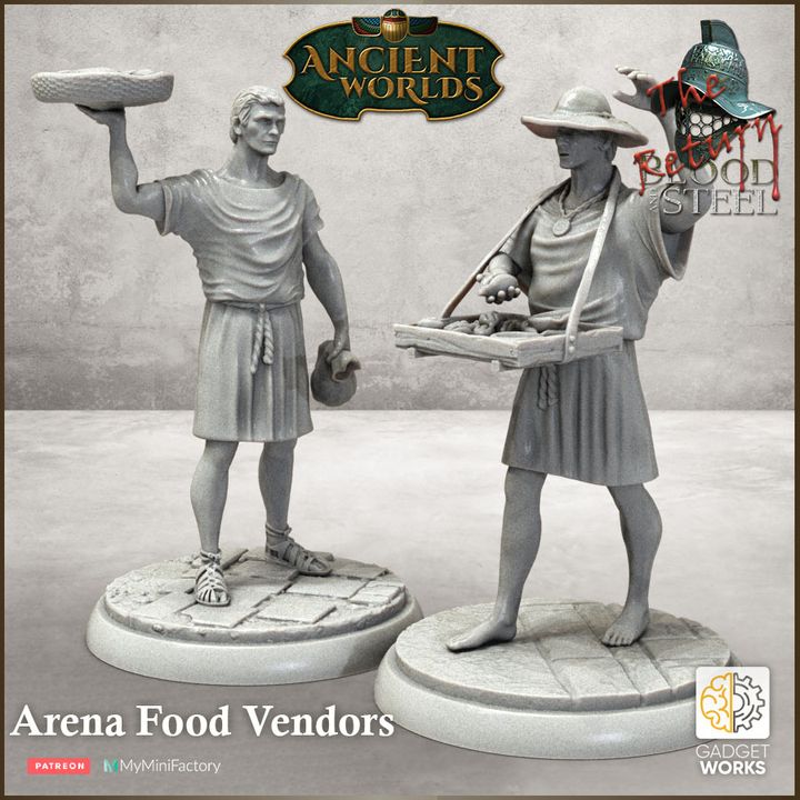 2 Roman Arena Food Vendors by Gadgetworks Miniatures