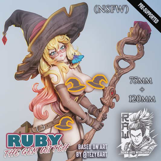 Ruby The Gem Witch - Sexy Witch PinUp (NSFW) by Ronin Arts Workshop