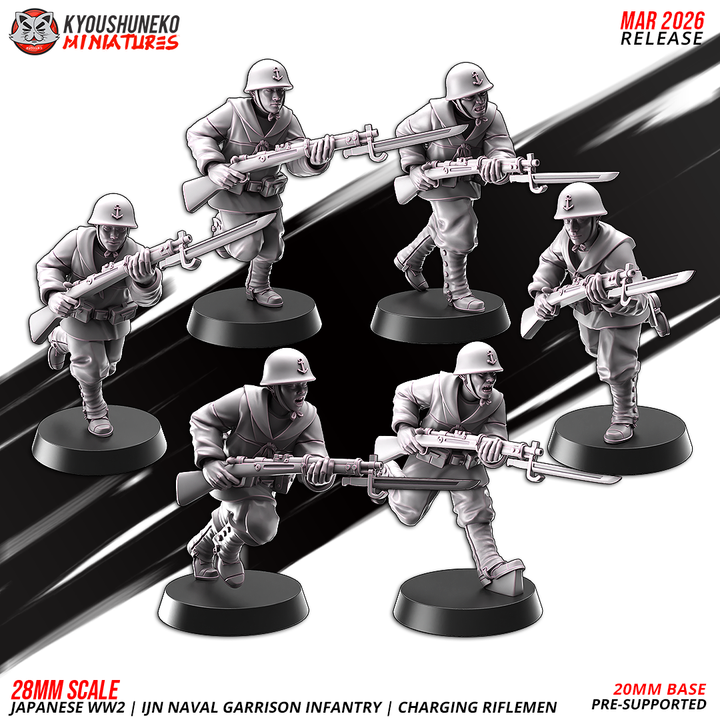IJN Naval Garrison Infantry charging Riflemen by Kyoushuneko Miniatures