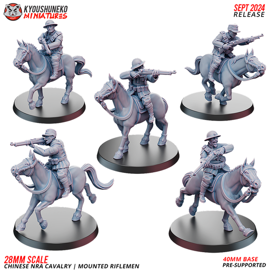 Chinese NRA Cavalry Mounted with Riflemen by Kyoushuneko Miniatures