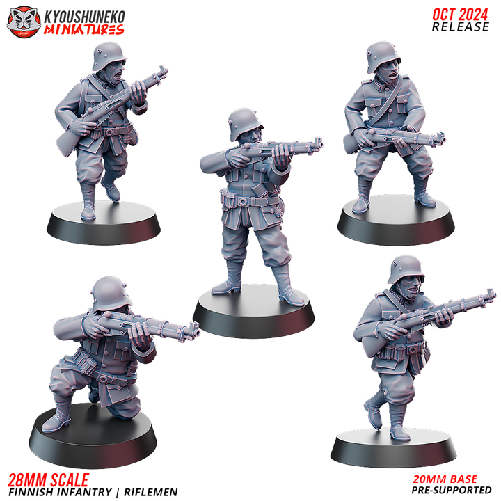 Finnish Infantry Riflemen WW2 By Kyoushuneko Miniatures