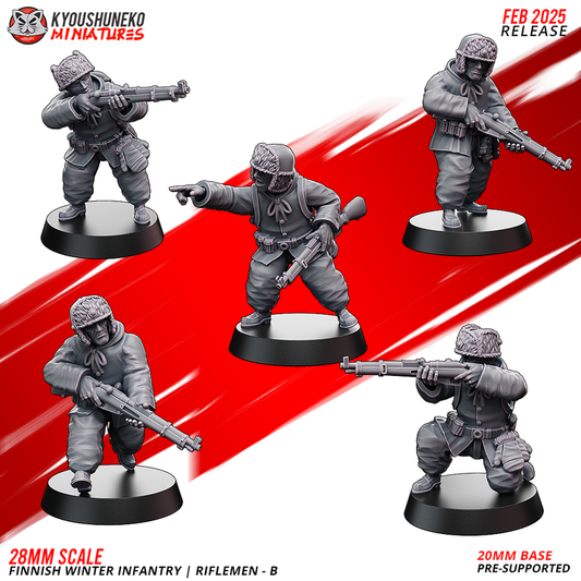 Finnish winter infantry Riflemen B By Kyoushuneko Miniatures