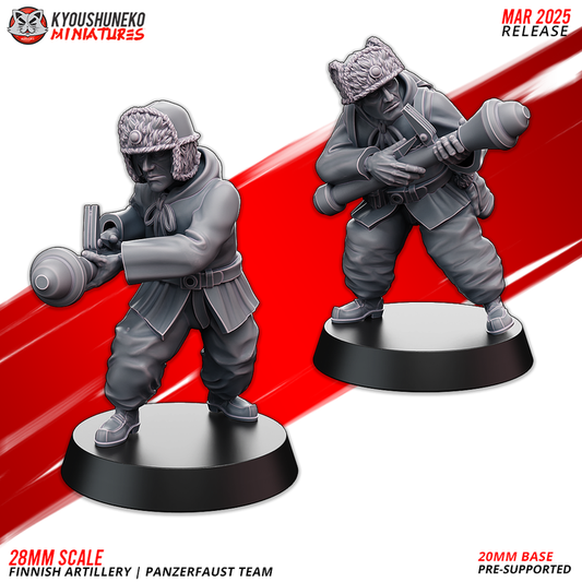 Finnish winter Infantry Panzerfaust team By Kyoushuneko Miniatures