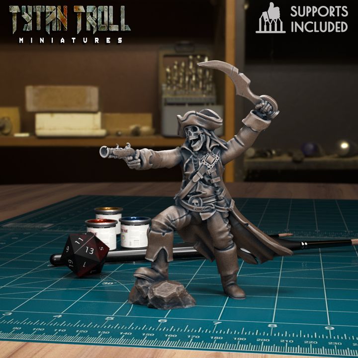 Skeleton Pirate Captain 02 by Tytan Troll Miniatures