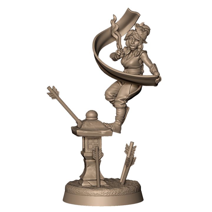 Female kunoich with spells by Menagerie Miniature