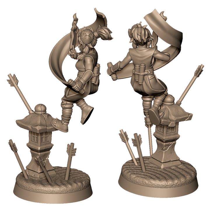 Female kunoich with spells by Menagerie Miniature
