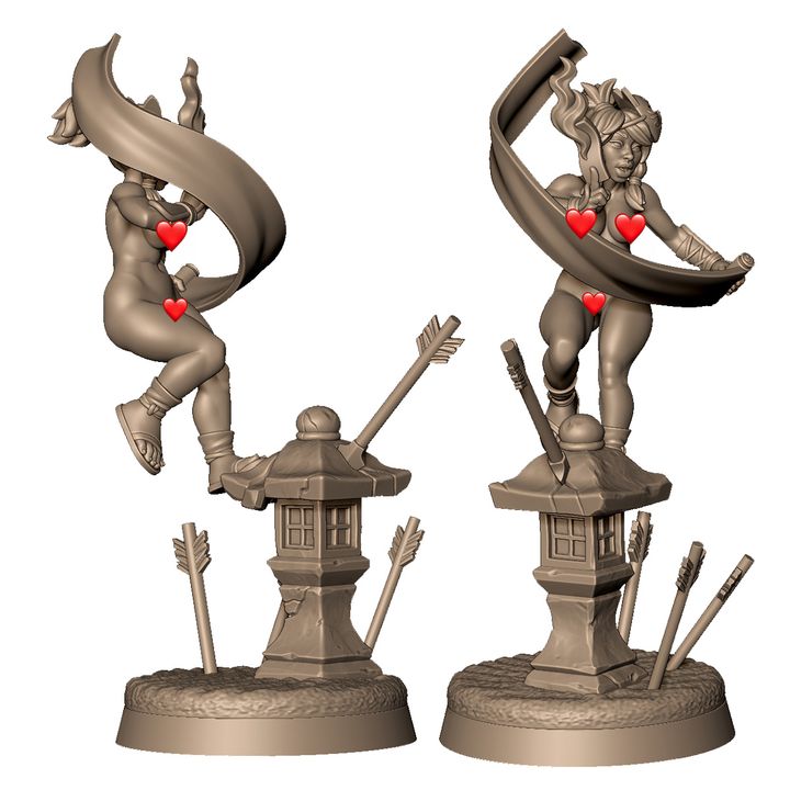 Female kunoich with spells by Menagerie Miniature