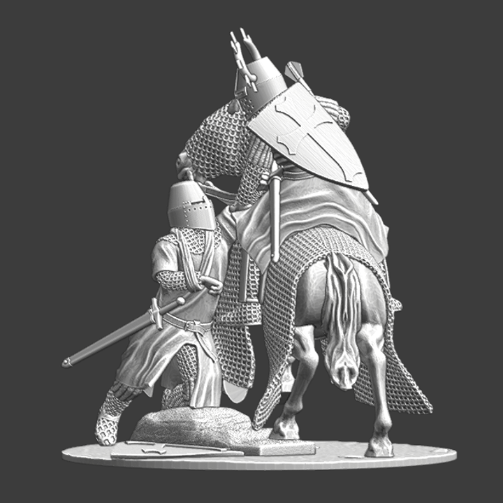 Vignette - Medieval Teutonic Knight rescuing brother Knight