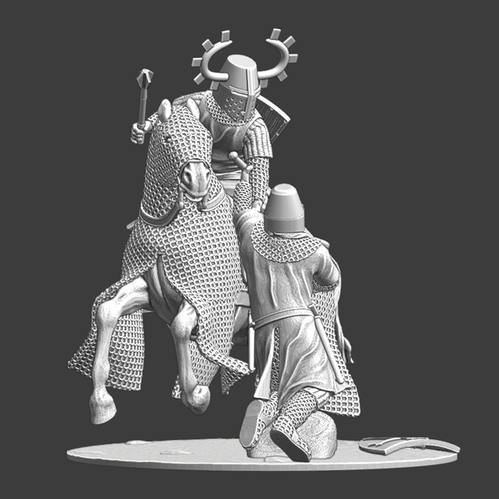 Vignette - Medieval Teutonic Knight rescuing brother Knight