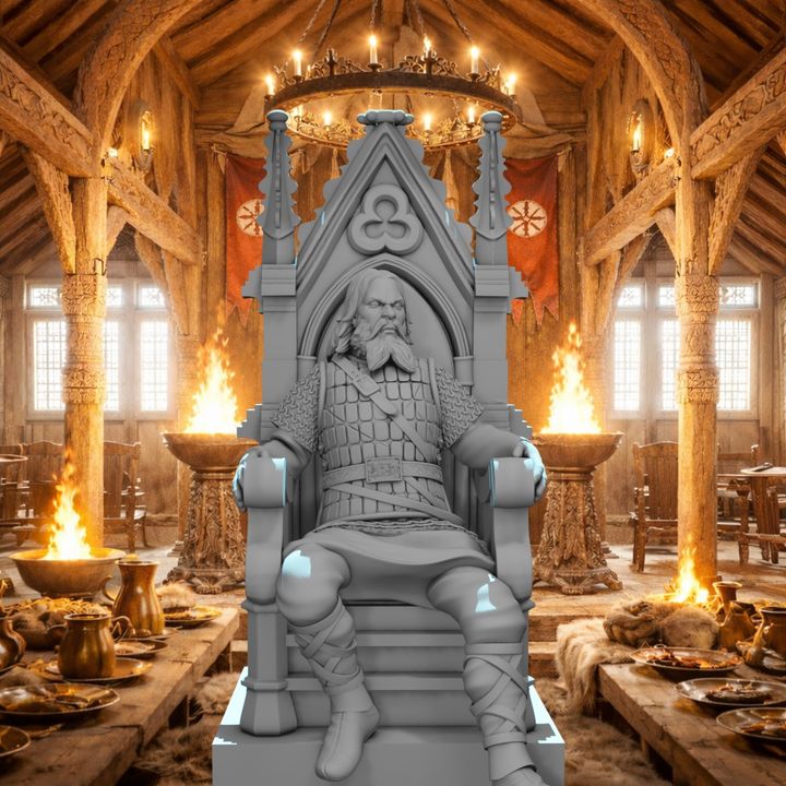 Viking Earl on Throne – Medieval Norse Leader.