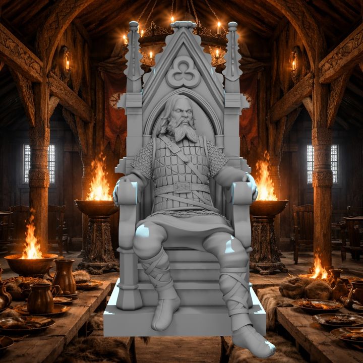 Viking Earl on Throne – Medieval Norse Leader.