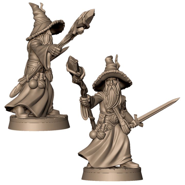 Old wizard with sword by Menagerie Miniature