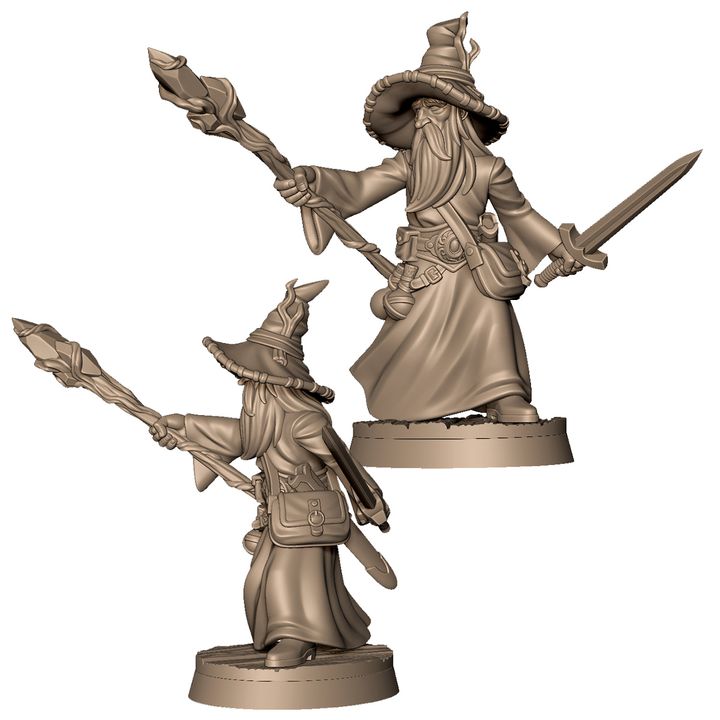 Old wizard with sword by Menagerie Miniature