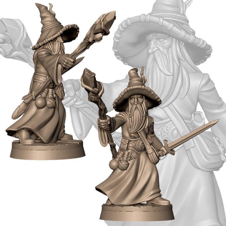 Old wizard with sword by Menagerie Miniature