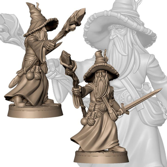 Old wizard with sword by Menagerie Miniature