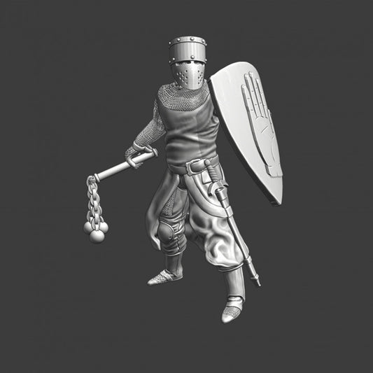 Medieval crusader with flail