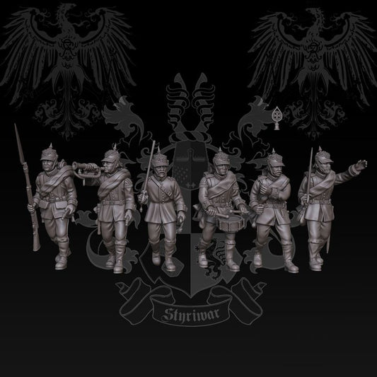 Prussian Foot Guards-Regiment Command Advancing-Poses in Full Kit by Styriwar