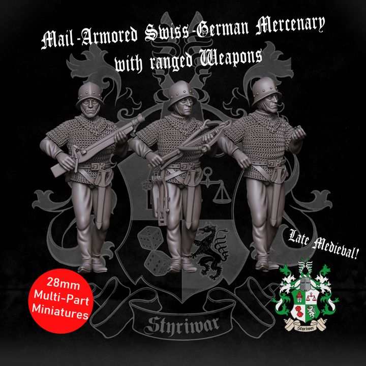 Mail-Armored Swiss-German Mercenary with Ranged & Melee Weapons by Styriwar