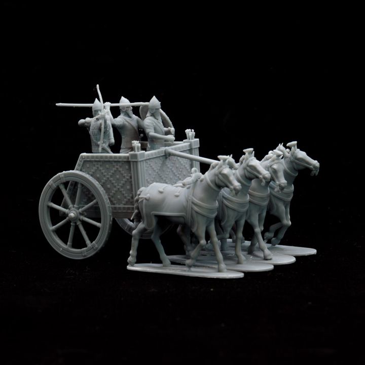 Neo Assyrian 4 horse chariots - Sargonid by Gadgetworks Miniatures