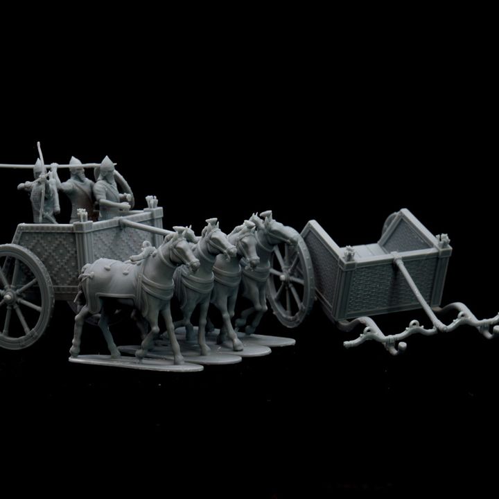 Neo Assyrian 4 horse chariots - Sargonid by Gadgetworks Miniatures