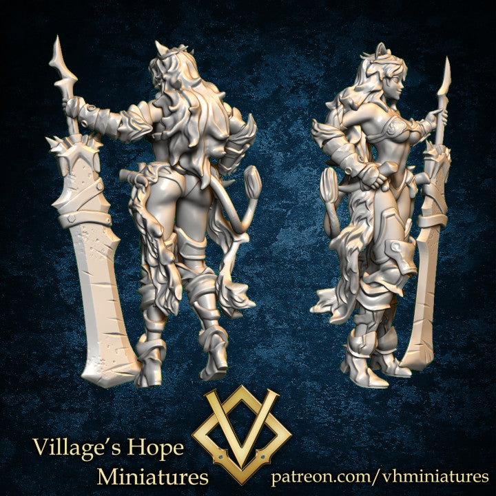 Greatsword Lion Girl by Village's Hope Miniatures