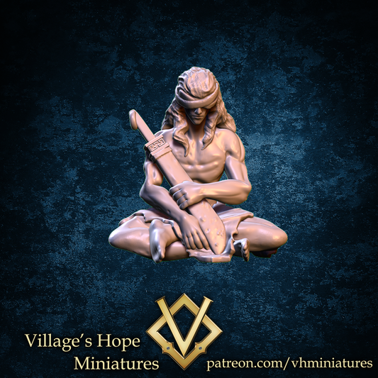 Blind Master, Blind oldman with Saber by Village's Hope Miniatures