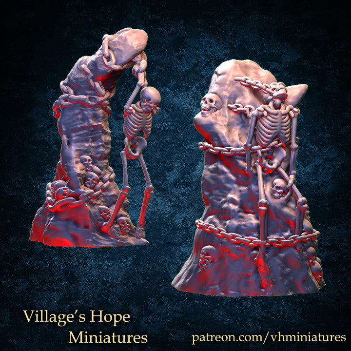 Hell Scatter Terrain, Hell Gate, Skeleton Hanging by Village's Hope Miniatures