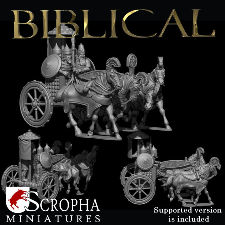 Assyrian four horse heavy chariot by Scropha Miniatures