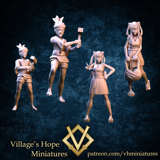 Asian Blacksmith Son and Daughter by Village's Hope Miniatures