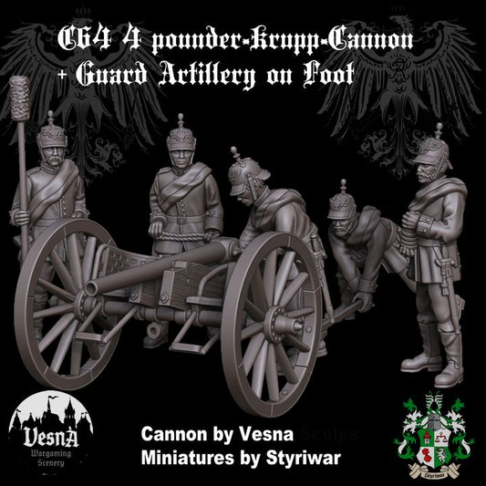 C64 Krupp 4Pounder Field Cannon and Guard artillery Crew by Styriwar