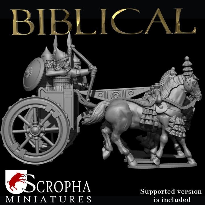 Assyrian four horse heavy chariot by Scropha Miniatures