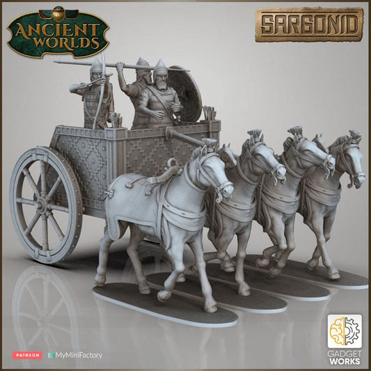 Neo Assyrian 4 horse chariots - Sargonid by Gadgetworks Miniatures